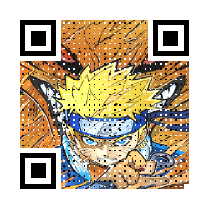 QART QR code with Naruto character design - functional and artistic